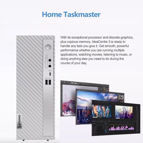 Lenovo IdeaCentre 3 SFF Business Desktop, Intel Celeron G6900, 16GB RAM, 2TB SSD, HDMI, VGA, Card Reader, Wired Keyboard & Mouse, Wi-Fi 6, Windows 11 Pro, Grey in Saudi Arabia