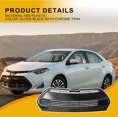 Shelita Front Lower Bumper Grille for Toyota Corolla 2014 2015 2016 with Edition 53102-02210 Glossy Black with Chrome Trim in Saudi Arabia