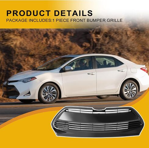 Shelita Front Lower Bumper Grille for Toyota Corolla 2014 2015 2016 with Edition 53102-02210 Glossy Black with Chrome Trim in Saudi Arabia