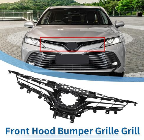 X AUTOHAUX Front Upper Hood Bumper Grille Grill for Toyota Camry LE 2018-2020 Front Upper Bumper Kidney Grille Grill Black in Saudi Arabia