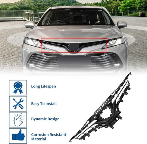X AUTOHAUX Front Upper Hood Bumper Grille Grill for Toyota Camry LE 2018-2020 Front Upper Bumper Kidney Grille Grill Black in Saudi Arabia