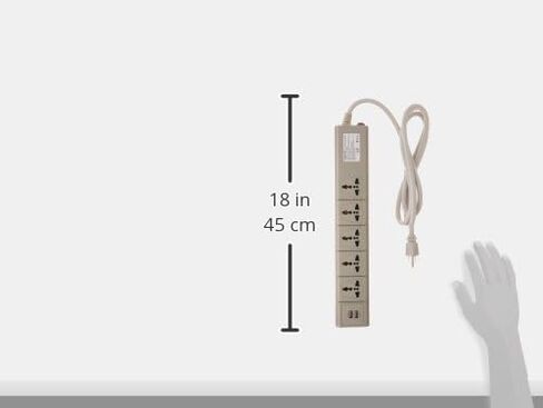 شريط طاقة عالمي متعدد المنافذ مع منفذي USB و5 منافذ 110 فولت إلى 250 فولت، 3750 واط 15 أمبير، استخدام عالمي مع قابس الولايات المتحدة الأمريكية (USP500) in Kuwait