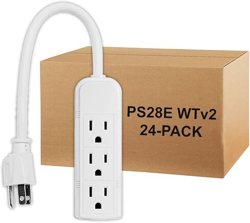 Uninex PS28E WTv2 Compact Grounded 3-Outlet Power Strip ETL Listed, 1-Foot, 24-Pack in Saudi Arabia