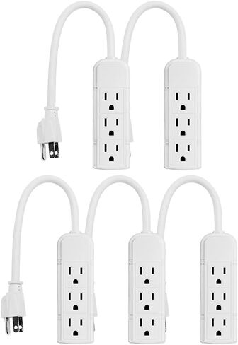 Uninex PS28E WTv2 Compact Grounded 3-Outlet Power Strip ETL Listed, 1-Foot, 24-Pack in Saudi Arabia