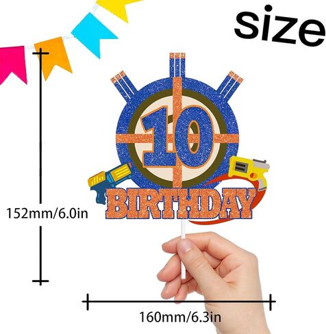 Gun Target Cake Topper Pick for Boys Girls 6th Birthday Dart Bullet War Theme Party Decoration Supplies Gun Shooting Crosshairs Glitter Cake Decor for Cheer to 6 Years Old in Saudi Arabia