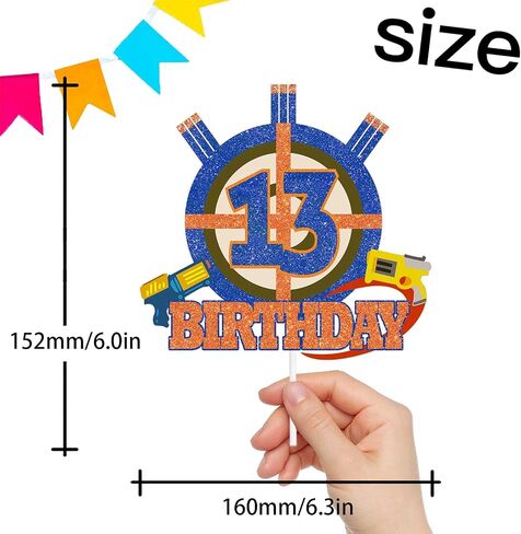 Gun Target Cake Topper Pick for Boys Girls 6th Birthday Dart Bullet War Theme Party Decoration Supplies Gun Shooting Crosshairs Glitter Cake Decor for Cheer to 6 Years Old in Saudi Arabia