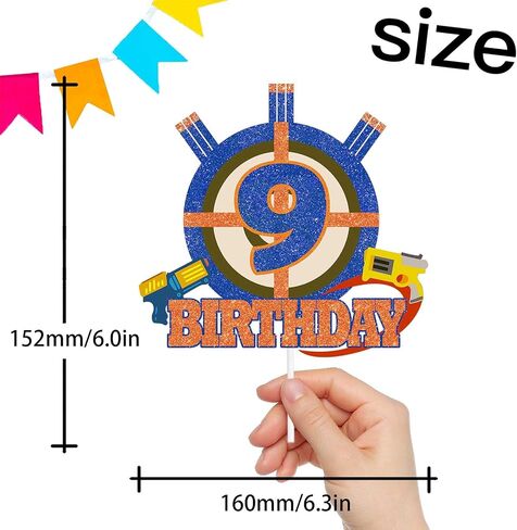 Gun Target Cake Topper Pick for Boys Girls 6th Birthday Dart Bullet War Theme Party Decoration Supplies Gun Shooting Crosshairs Glitter Cake Decor for Cheer to 6 Years Old in Saudi Arabia
