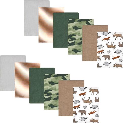 Hudson Baby Unisex Baby Cotton Flannel Burp Cloths Bundle, Animal Adventure, One Size in Saudi Arabia