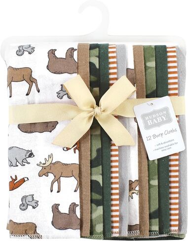 Hudson Baby Unisex Baby Cotton Flannel Burp Cloths Bundle, Animal Adventure, One Size in Saudi Arabia