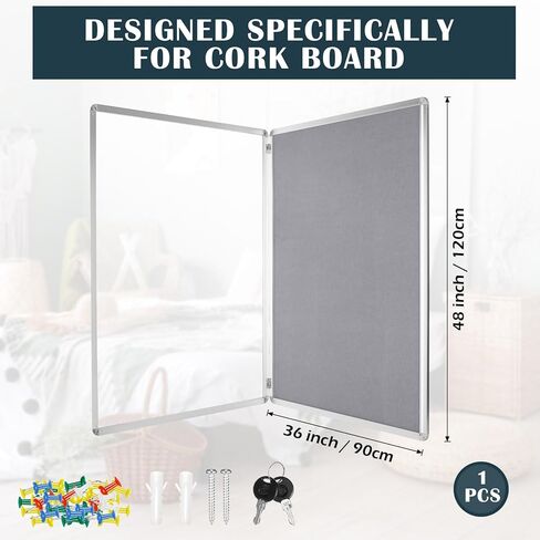 Gray Enclosed Bulletin Board Lockable Cork Case Notice Board Aluminum Framed Waterproof Locking Board Cabinet with Mounting Screws for School Class Office Wall Display Pictures 48x36 Inch in Saudi Arabia