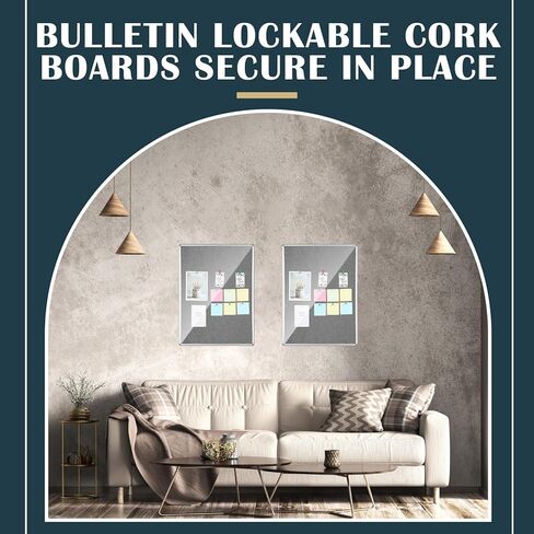 Gray Enclosed Bulletin Board Lockable Cork Case Notice Board Aluminum Framed Waterproof Locking Board Cabinet with Mounting Screws for School Class Office Wall Display Pictures 48x36 Inch in Saudi Arabia