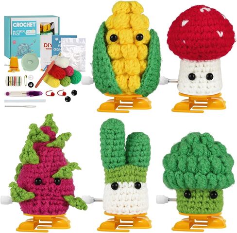 Tokidaring Crochetta Crochet Kit for Beginners - Crochet Starter Kit with Step-by-Step Video Tutorials, Learn to Crochet Kits for Adults and Kids, DIY Knitting Supplies vegetable fruit in Saudi Arabia
