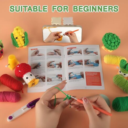 Tokidaring Crochetta Crochet Kit for Beginners - Crochet Starter Kit with Step-by-Step Video Tutorials, Learn to Crochet Kits for Adults and Kids, DIY Knitting Supplies vegetable fruit in Saudi Arabia