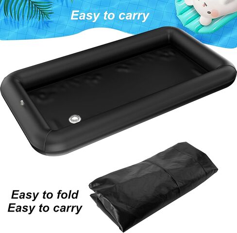 عوامة للكلاب لحمام السباحة، طوف للكلاب قابل للنفخ، عوامة للكلاب الصغيرة، حمام سباحة للكلاب قابل للطي للحيوانات الأليفة والسباحة في الصيف (أسود) in Kuwait