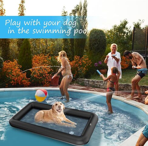 عوامة للكلاب لحمام السباحة، طوف للكلاب قابل للنفخ، عوامة للكلاب الصغيرة، حمام سباحة للكلاب قابل للطي للحيوانات الأليفة والسباحة في الصيف (أسود) in Kuwait