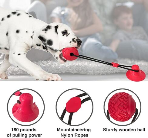 Three Pcs Set of Suction Cup Dog Toy for Aggressive Chewers Large Breed Interactive Toys Tug War Indestructible Puzzle, Kattypet Brand Sturdy and Bite Resistant, Multi-colored in Saudi Arabia