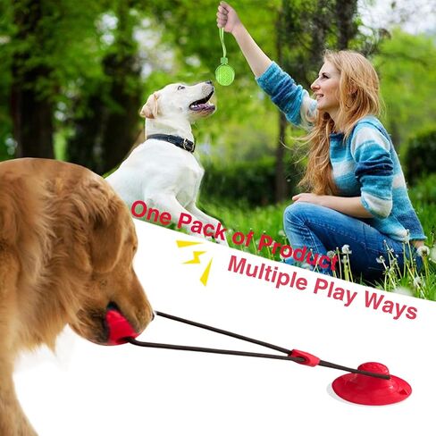 Three Pcs Set of Suction Cup Dog Toy for Aggressive Chewers Large Breed Interactive Toys Tug War Indestructible Puzzle, Kattypet Brand Sturdy and Bite Resistant, Multi-colored in Saudi Arabia