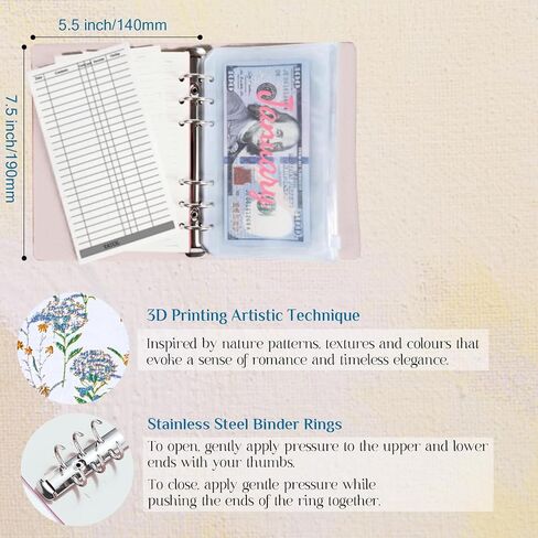 Budget Binder Money Organizer for Cash Vintage Flower Savings Binder A6 Budget Book with 12 Monthly Cash Envelopes, 24 Budegt Sheets, 72pcs Label Stickers (Tulips) in Saudi Arabia