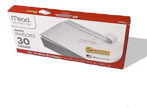Mead 4 1/8 in x 9 in White Self-Adhesive Envelopes, 30-Count in Saudi Arabia