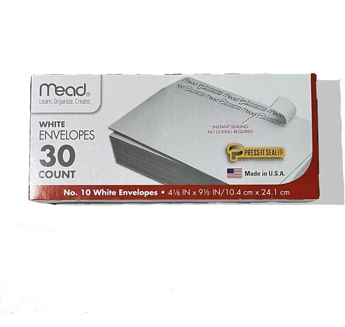 Mead 4 1/8 in x 9 in White Self-Adhesive Envelopes, 30-Count in Saudi Arabia