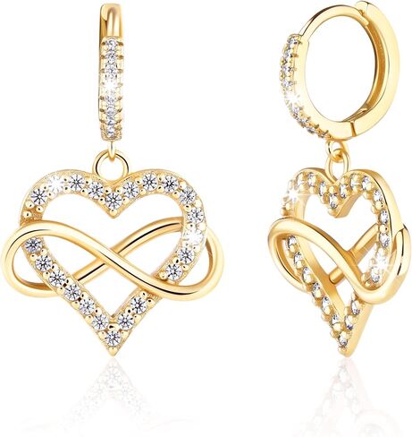 Sash & Soph Infinity Heart Earrings, Hanging Heart Earrings for Women, 925 sterling Silver and Cubic Zirconia Dangling Earrings, Jewelry Gifts for Women, Mom, Wife, Girlfriend in Kuwait