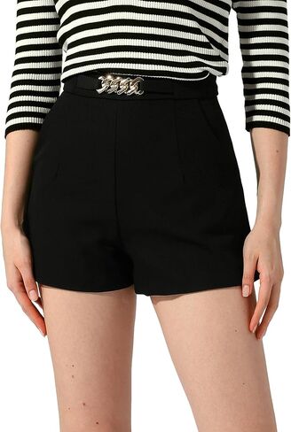 Allegra K Women's Elegant High Waist Zipper with Pockets Straight Leg Summer Shorts in Saudi Arabia