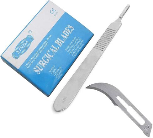 OdontoMed2011® صندوق مكون من 100 قطعة شفرة مشرط من الفولاذ الكربوني معقمة رقم 12 مع مقبض مجاني رقم 3 in Saudi Arabia