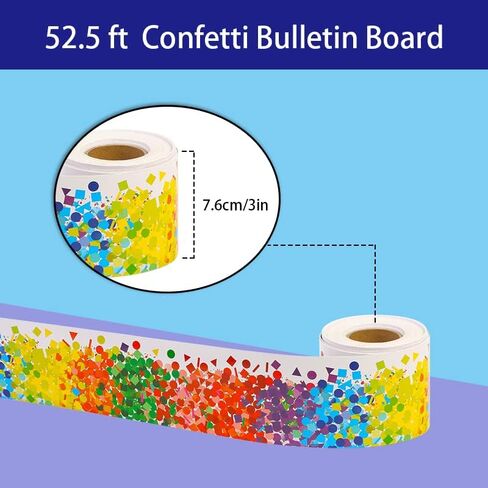 حدود لوحة إعلانات قصاصات فنية بألوان قوس قزح بطول 52.5 قدمًا، زخرفة حدودية ملونة لتزيين الفصول الدراسية. in Kuwait