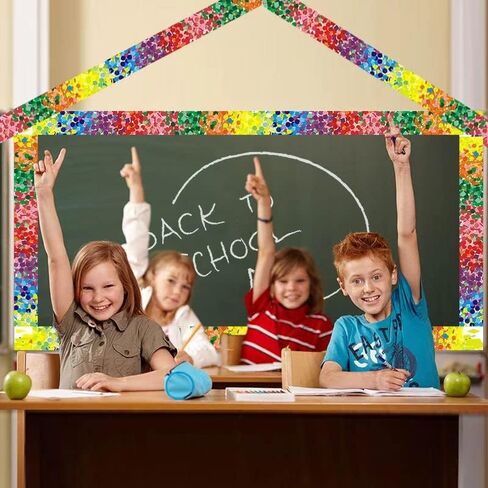 حدود لوحة إعلانات قصاصات فنية بألوان قوس قزح بطول 52.5 قدمًا، زخرفة حدودية ملونة لتزيين الفصول الدراسية. in Kuwait