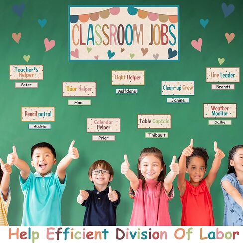 Boho Classroom Jobs Chart Bulletin Board Sets, Colorful Boho Class Jobs Chart Set Cutout for School Wall Decor or Helping Teachers Create Rules(61 PCS) in Saudi Arabia