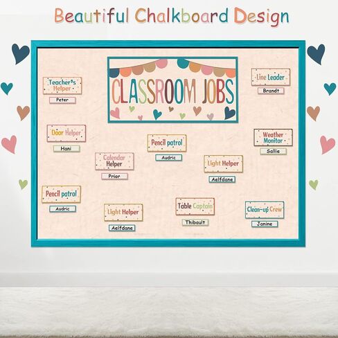 Boho Classroom Jobs Chart Bulletin Board Sets, Colorful Boho Class Jobs Chart Set Cutout for School Wall Decor or Helping Teachers Create Rules(61 PCS) in Saudi Arabia