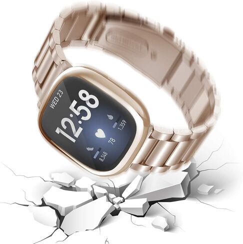 Maxjoy متوافق مع Fitbit Sense/Versa 3 Bands، Versa3 سوار معدني كبير من الفولاذ المقاوم للصدأ مع حافظة واقية للرجال والنساء متوافق مع ساعة Fitbit Sense/Versa 3 in Kuwait