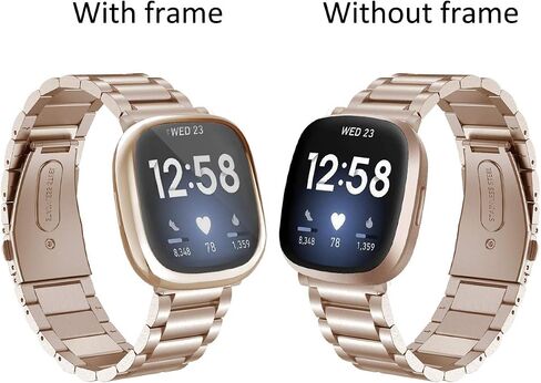 Maxjoy متوافق مع Fitbit Sense/Versa 3 Bands، Versa3 سوار معدني كبير من الفولاذ المقاوم للصدأ مع حافظة واقية للرجال والنساء متوافق مع ساعة Fitbit Sense/Versa 3 in Kuwait