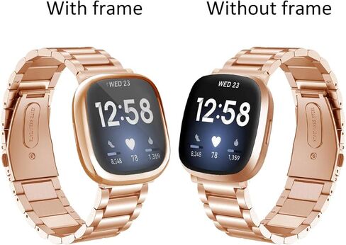 Maxjoy متوافق مع Fitbit Sense/Versa 3 Bands، Versa3 سوار معدني كبير من الفولاذ المقاوم للصدأ مع حافظة واقية للرجال والنساء متوافق مع ساعة Fitbit Sense/Versa 3 in Kuwait
