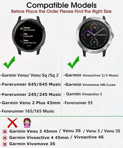 20mm Metal Bands for Garmin VivoActive 5/3,Forerunner 165/55/245/645 Watch Band, Garmin Venu/Venu Sq/Sq 2/Venu 2 Plus Watch Band, 2Pack 20mm Stainless Steel Wristband Strap for Men Women in Kuwait