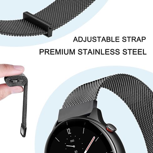 20mm Metal Bands for Garmin VivoActive 5/3,Forerunner 165/55/245/645 Watch Band, Garmin Venu/Venu Sq/Sq 2/Venu 2 Plus Watch Band, 2Pack 20mm Stainless Steel Wristband Strap for Men Women in Kuwait