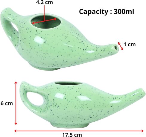 Durable Porcelain Ceramic Neti Pot Hold 230 Ml Water Comfortable Grip | Microwave and Dishwasher Safe eco Friendly Natural Treatment for Sinus and Congestion (Brown Matt) in Saudi Arabia