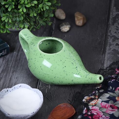 Durable Porcelain Ceramic Neti Pot Hold 230 Ml Water Comfortable Grip | Microwave and Dishwasher Safe eco Friendly Natural Treatment for Sinus and Congestion (Brown Matt) in Saudi Arabia