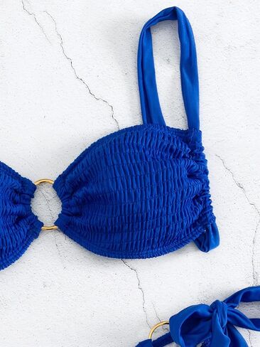 بدلة سباحة نسائية من MakeMeChic مكونة من قطعتين بحلقة ربط وربطة جانبية من الجانب، مجموعة بيكيني لبدلات الاستحمام in Saudi Arabia
