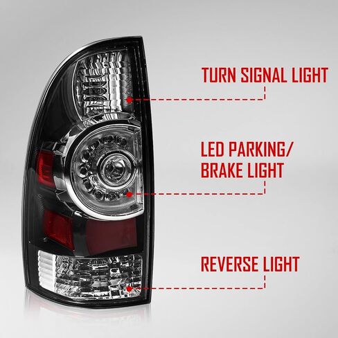 Huray LED Tail Lights Fit for Toyota Tacoma 2005-2015 Taillight Lamp Replacement for 8155004160 8156004160 (Chrome Housing Red lens) in Saudi Arabia