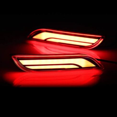 GTINTHEBOX 3D Optic LED Rear Bumper Reflectors Brake Tail Lights and Sequential Turn Signal Lamps for 2018 2019 2020 2021 2022 Toyota Camry - Red Lens in Saudi Arabia