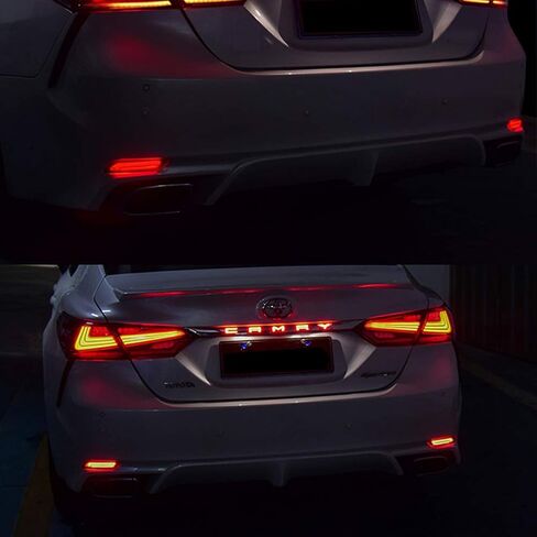 GTINTHEBOX 3D Optic LED Rear Bumper Reflectors Brake Tail Lights and Sequential Turn Signal Lamps for 2018 2019 2020 2021 2022 Toyota Camry - Red Lens in Saudi Arabia