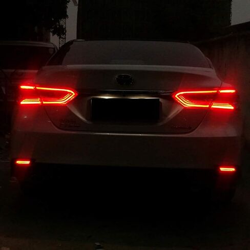 GTINTHEBOX 3D Optic LED Rear Bumper Reflectors Brake Tail Lights and Sequential Turn Signal Lamps for 2018 2019 2020 2021 2022 Toyota Camry - Red Lens in Saudi Arabia