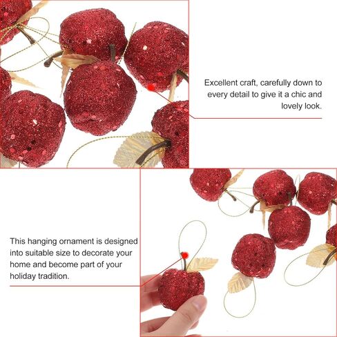 20 قطعة من Garneck قلادة تفاح عيد الميلاد para De Mujer ديكور داخلي لعيد الميلاد صناعي الفقرة زينة شجرة عيد الميلاد زينة بلاستيكية لامعة تفاح in Kuwait