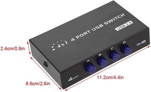 2/4 Port USB 2.0 Sharing Switch Box, USB Manual Sharing Switch for 2/4 PC Printer Scanner to Share USB Devices,No Need of External Power(4 Port) in Saudi Arabia