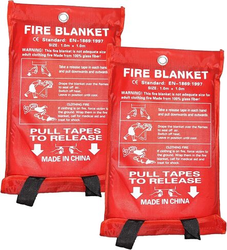 Emergency Fire Blankets for Home, Kitchen-Fiberglass Fireproof Blankets for Camping, Picnic, Fireplace, School, Grill, Car, Office, Warehouse- Heat Insulation (2 Pack, 39 in X 39 in), White in Saudi Arabia