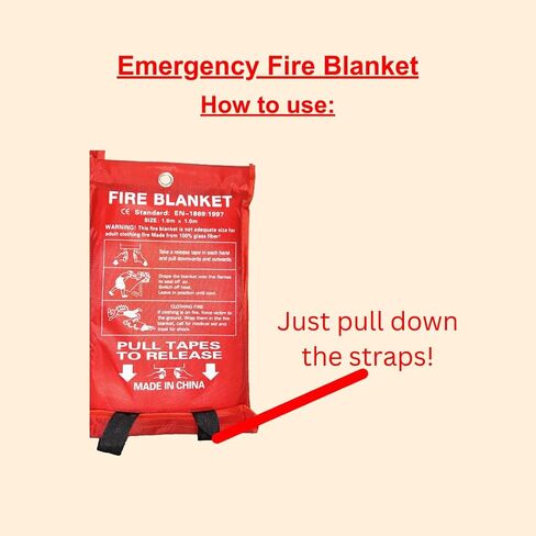 Emergency Fire Blankets for Home, Kitchen-Fiberglass Fireproof Blankets for Camping, Picnic, Fireplace, School, Grill, Car, Office, Warehouse- Heat Insulation (2 Pack, 39 in X 39 in), White in Saudi Arabia