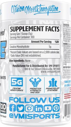 VMI Sports Creatine Monohydrate Powder Muscle Mass – Strength – Size – Power | 5 Grams per Serving (60 servings, Gummy Bear) in Saudi Arabia