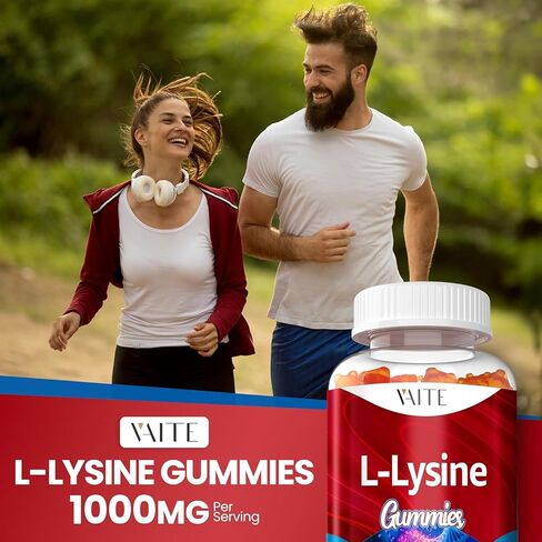 L-Lysine 1000mg Gummies - Supports Skin, Lip,Vegan, Gluten Free, Vitamins for Kids & Adults Tissue Health & Immune System, Chewables, Amino Acid Vitamin Supplement & Complex Supplements, Non-GMO in Saudi Arabia