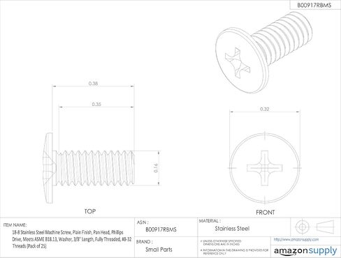 Small Parts 18-8 Stainless Steel Machine Screw, Plain Finish, Pan Head, Phillips Drive, Meets ASME B18.13, Conical Spring Lock Washer, 5/8" Length, Fully Threaded, #4-40 UNC Threads (Pack of 25) in Saudi Arabia